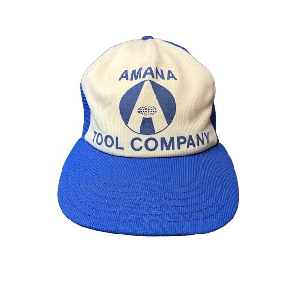 vintage 70s 80s snapback hat Amana Tool Company cap blue and white - Picture 2 of 5